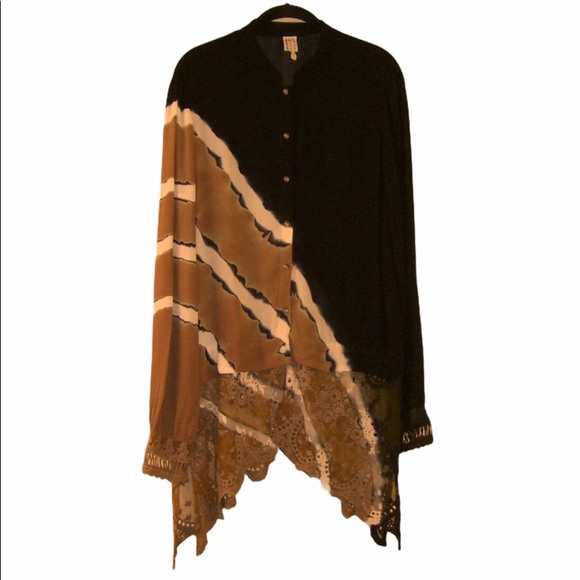 - XCVI tie dye Lace Trim Lagenlook Tunic S - Picture 1 of 8